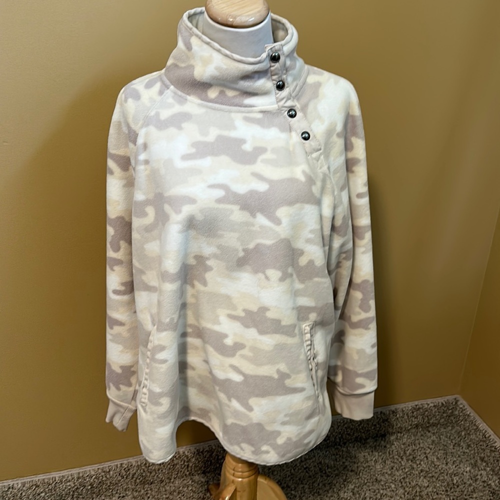 😊 GreenTea Fleece Camo Pullover Jacket